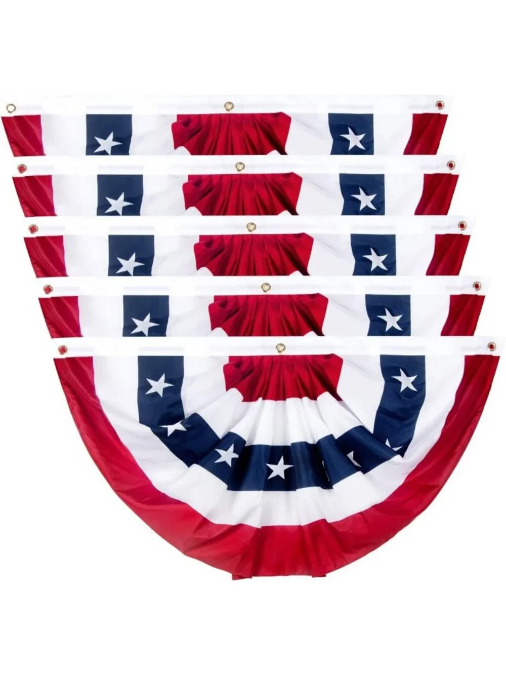 Patriotic Pleated Fan Flags Set of 5 - 2x4 Ft Red White Blue Bunting for 4th of